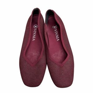 VIVAIA Margot 2.0 Square-Toe V-Cut Burgundy Flats